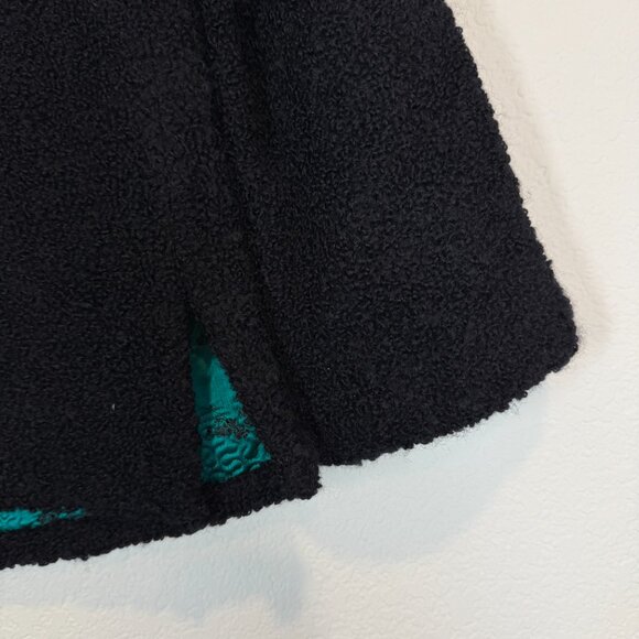 Vintage Chinese Jacket Teal Black Brocade Satin Reversible Mandarin Boho Small - Picture 9 of 10